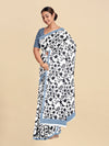 Pure Cotton White & Black Leaf Design Printed Saree PCS45