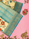 Women Sandal & Green Floral Printed Dola Silk Saree DSP01