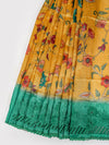 Semi Raw Silk Yellow & Green Colour Printed Saree with Embroidered Border SRS18