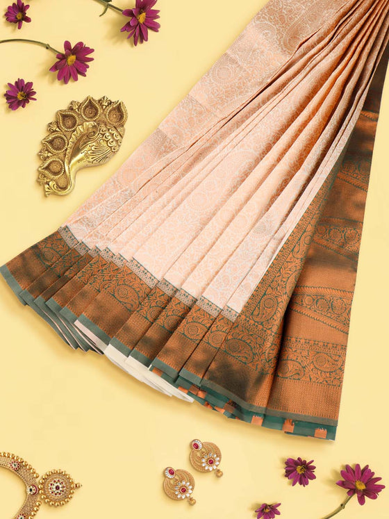 Womens Semi Silk All Over Designed Sandal Saree with Green Zari Border SS24