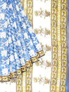Pure Cotton Blue & Off White Flower Printed Saree PCS31