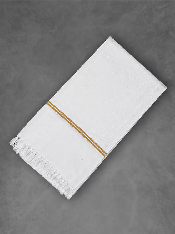 Premium Cotton Soft Feel White with Small Border Bath Towel 1046