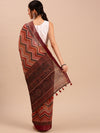 Green with Brown Semi Tussar Printed Saree STP08