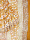 Pure Cotton White & Yellow Flower Printed Saree PCS28