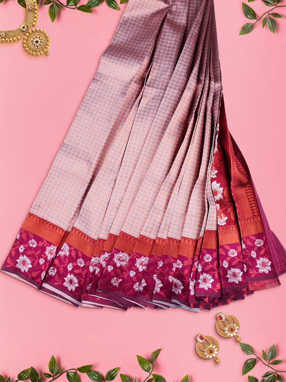 Semi Raw Silk Light Purple Colour Saree with Contrast Maroon Border SRS28