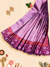 Semi Raw Silk Violet Colour Saree with Contrast Purple Border SRS30