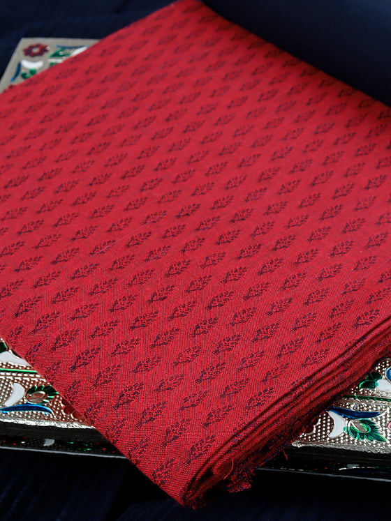 Pure Cotton Flower Design Red Dress Material DM72