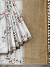 Semi Cotton Grey & Brown Flower Printed Saree CPS31