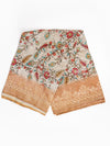Semi Raw Silk Sandal and Orange Printed Saree with Embroidered Border SRS20