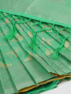 Stylish Flower Design Blue & Sandal Semi Kora Cotton Saree SK73