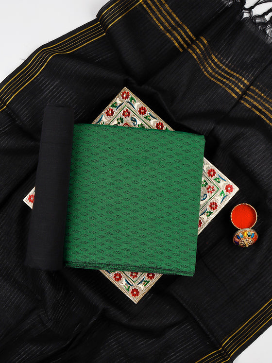 Pure Cotton Flower Design Green Dress Material DM74