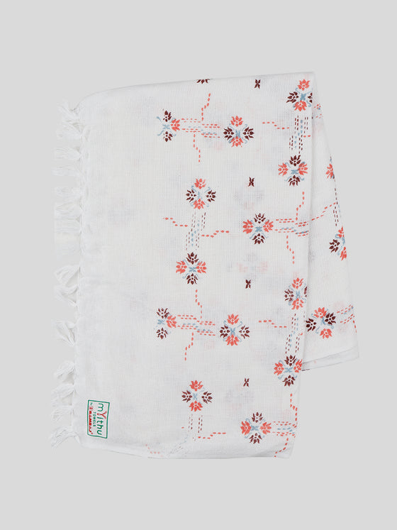 White Print Bath Towel 4092 (2 PCs Pack)