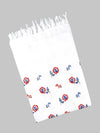 Misty Rose Cotton White Print Bath Towel