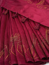 Bhagalpuri Jute Flower Embroidery Saree Purple BJS40
