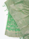 Stylish Flower Design Green Semi Kora Cotton Saree SK71