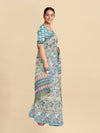 Pure Cotton Green & Orange Flower Printed Saree PCS29