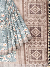 Semi Cotton Blue Colour Flower Printed Saree CPS20