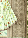 Semi Cotton Sandal & Green Flower Printed Saree CPS24