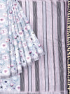 Semi Cotton Pink & Grey Flower Printed Saree CPS22