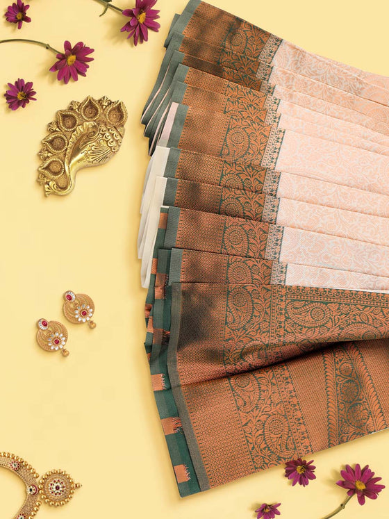 Womens Semi Silk All Over Designed Sandal Saree with Green Zari Border SS24