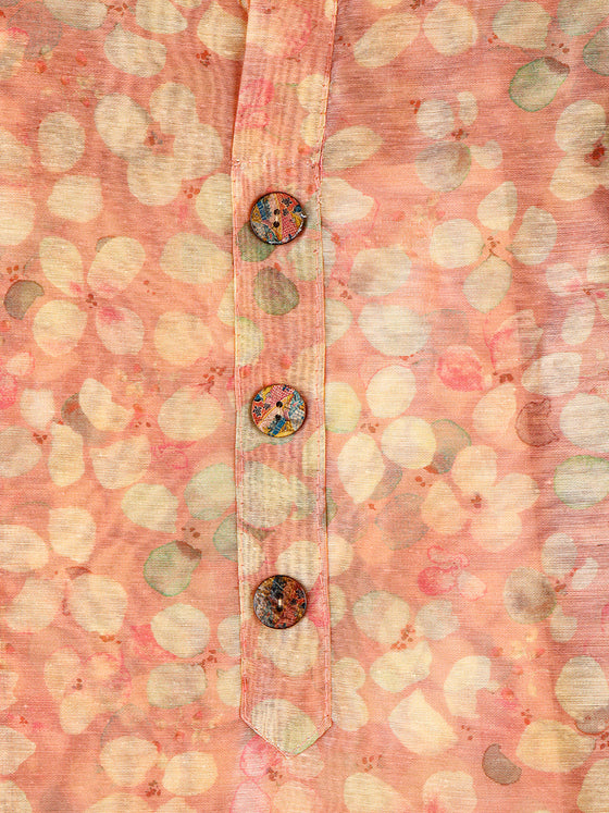Women Pink & Sandal Flower Print Unstitched Cotton Dress Material DM109