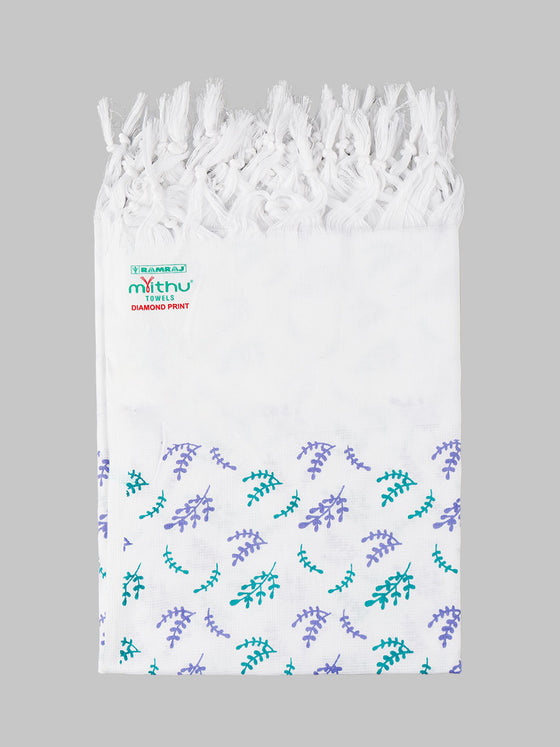 Diamont Print Cotton White Bath Towel