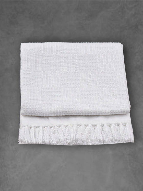 100% Cotton Signature Waffle Design White Bath Towel 1050