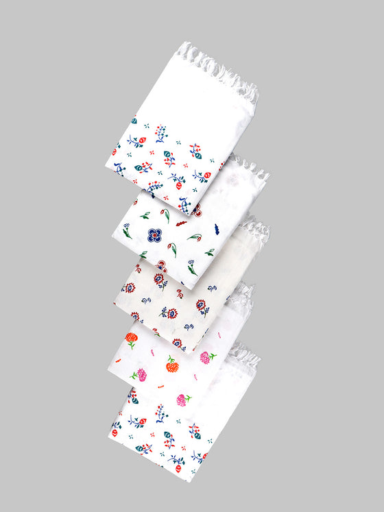 Misty Rose Cotton White Print Bath Towel