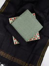 Pure Cotton Flower Design Dark Grey Dress Material DM75