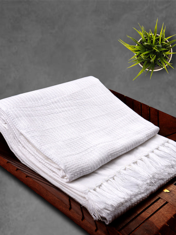 100% Cotton Signature Waffle Design White Bath Towel 1050