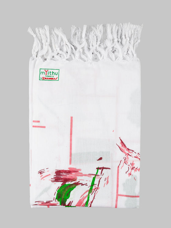 Diamont Print Cotton White Bath Towel