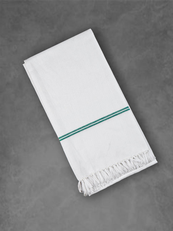 Premium Cotton Soft Feel White with Small Border Bath Towel 1046