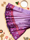 Semi Raw Silk Violet Colour Saree with Contrast Purple Border SRS30