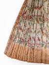 Semi Raw Silk Sandal and Orange Printed Saree with Embroidered Border SRS20