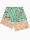 Semi Raw Silk Green and Sandal Colour Flower Design Printed Saree SRS17