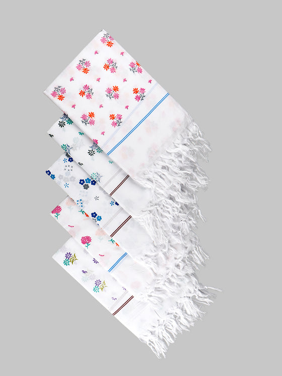 Super Fine Cotton White Print Bath Towel