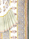 Pure Cotton White & Green Flower Printed Saree PCS30