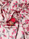Women Light Brown & Pink Floral Printed Dola Silk Saree DSP03