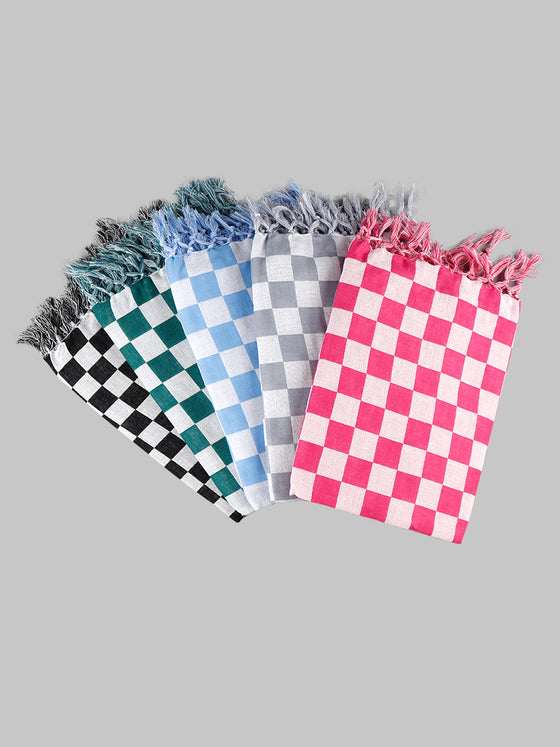 Twin Plus Checked Cotton Bath Towel Colour