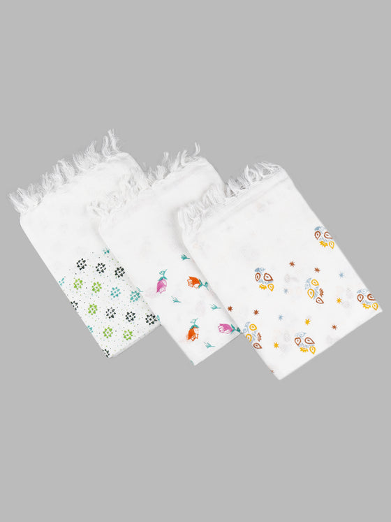 White Print Bath Towel 4092 (2 PCs Pack)