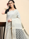 Stylish Sandal & Grey Semi Kora Cotton Saree SK88