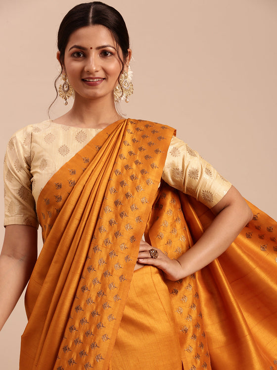 Womens Bhagalpuri Jute Saree Mustard ST59