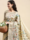 Alluring Dola Silk Sandal Flower Digital Print with Jari Border Sarees DS03