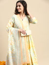 Beautiful Yellow Printed & Embroidered Kurti Set PKS05