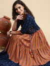 Elegant Embroidered and Printed Navy & Pink Umbrella Kurti EK21