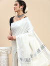 Kerala Tissue Silver Jari Plain Saree OKS08
