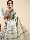 Elegant Semi Tussar Grey Embroidery Saree ST91