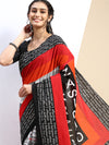 Elegant Red & Black Printed Pure Cotton Saree PCS55