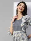 Cotton Printed Kurti Set Navy & Sandal PK05