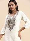 Cotton Embroidered Round Neck Straight Cut Sandal Kurti EK30